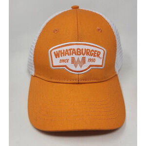 Whataburger One Size Trucker Hat Orange White Mesh Patch Adjustable Strap